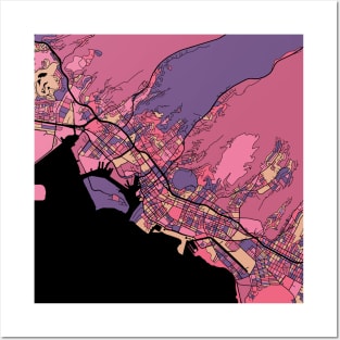 Honolulu Map Pattern in Purple & Pink Posters and Art